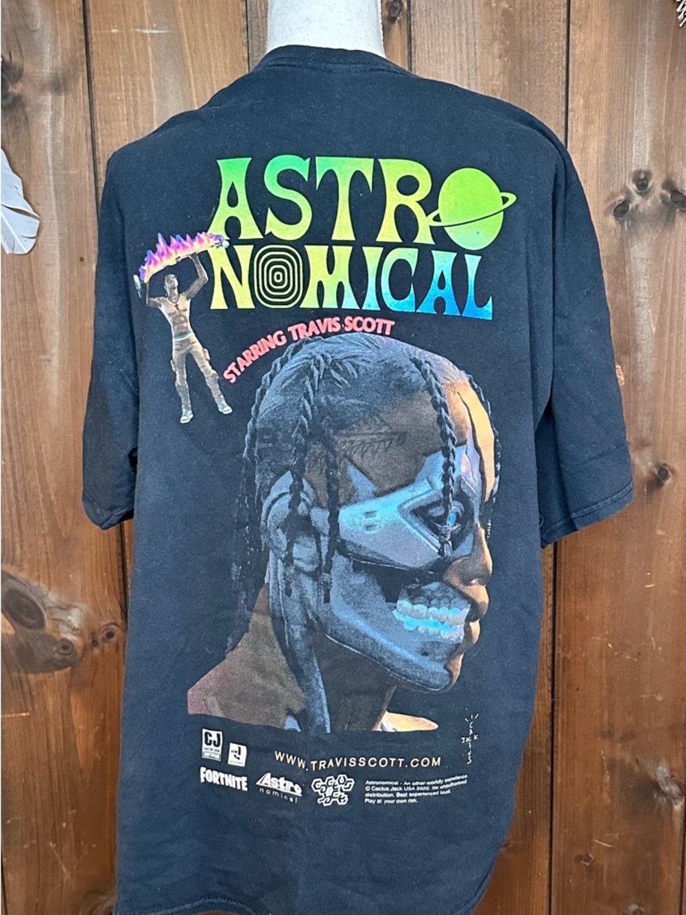 Cactus Jack by Travis Scott - Astronomical Fortnite Face Graphic T-Shirt SIZE XL